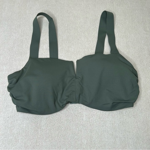 Athleta Other - Athleta Square Neck V Bra Cup Bikini Top Deep Fern Green Size 34D/DD